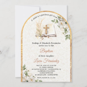 Watercolor Baptism Greenery Gender Neutral Invitation