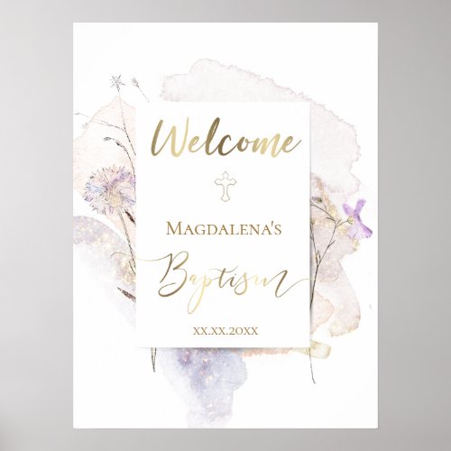 watercolor Baptism welcome sign