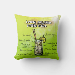 Watercolor Bar Cocktail Recipe Throw Pillow