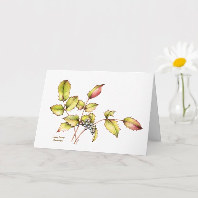Watercolor barberry greeting card blank inside (Small Plant)