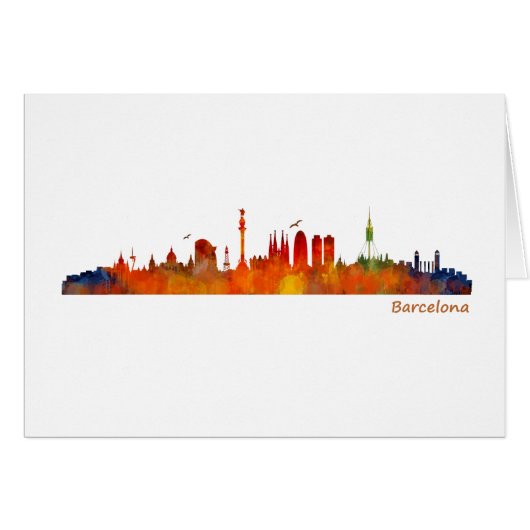 Watercolor Barcelona skyline v01 Cards (Front Horizontal)