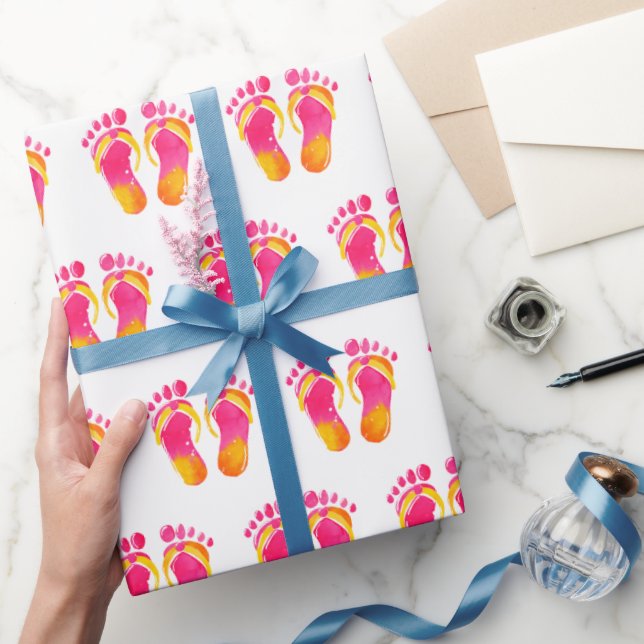 Watercolor Bare Feet and Flip-flops Wrapping Paper (Gifting)