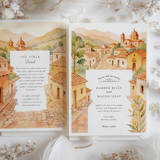 Watercolor Barichara Colombia Wedding Invitation (Creator Uploaded)