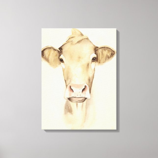Watercolor Barn Animals | Cow Canvas Print (Front)
