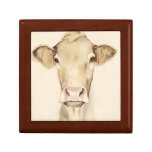 Watercolor Barn Animals   Cow Jewelry Box