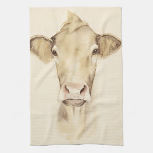 Watercolor Barn Animals   Cow Kitchen Towel