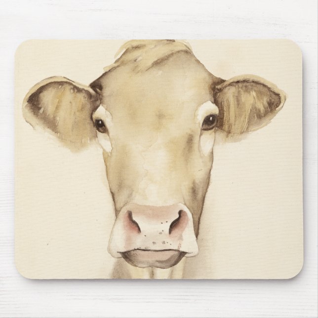 Watercolor Barn Animals | Cow Mouse Pad (Front)