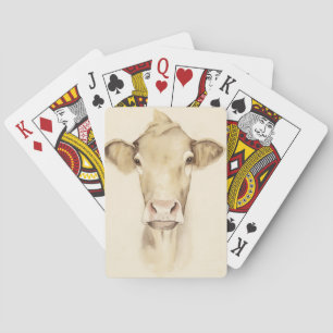 Watercolor Barn Animals Cow Poker Cards