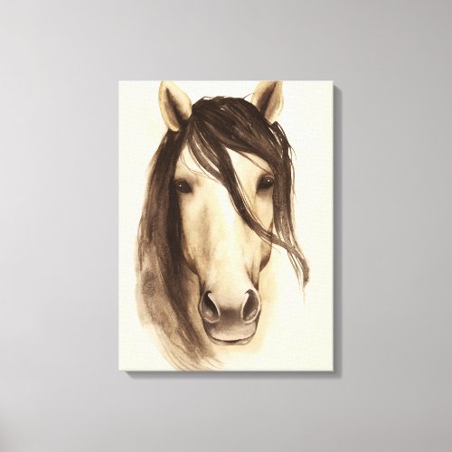 Watercolor Barn Animals  Horse Canvas Print