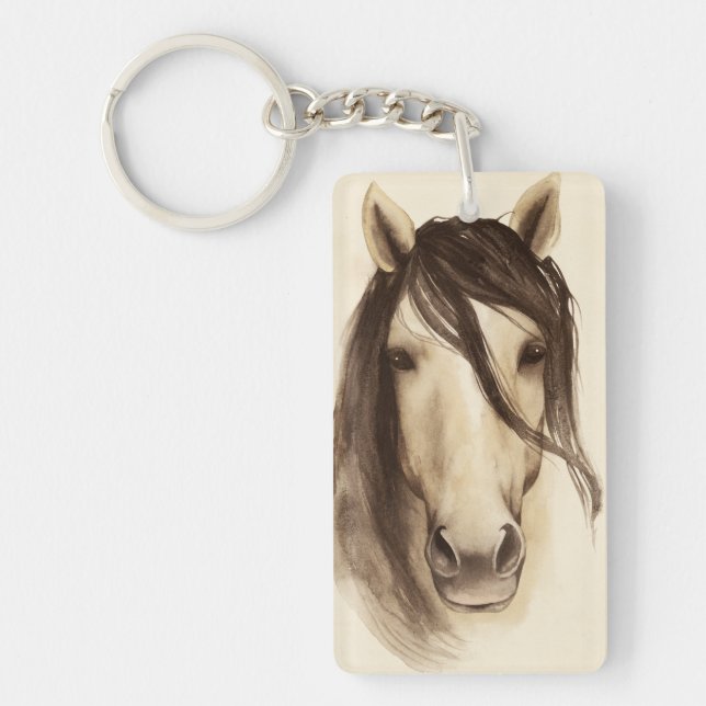 Watercolor Barn Animals | Horse Keychain (Front)