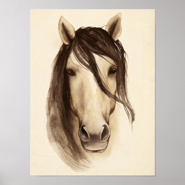 Watercolor Barn Animals | Horse Poster (Front)