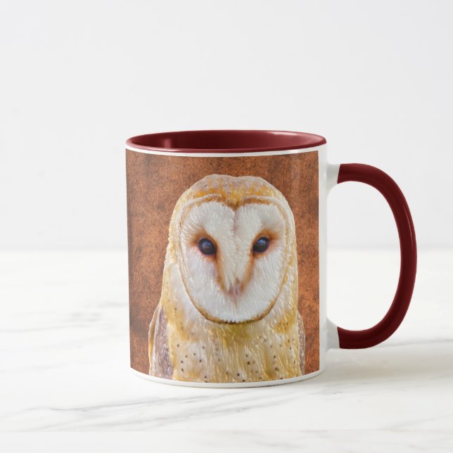 Watercolor Barn Owl Bird Animal Nature art Mug (Right)