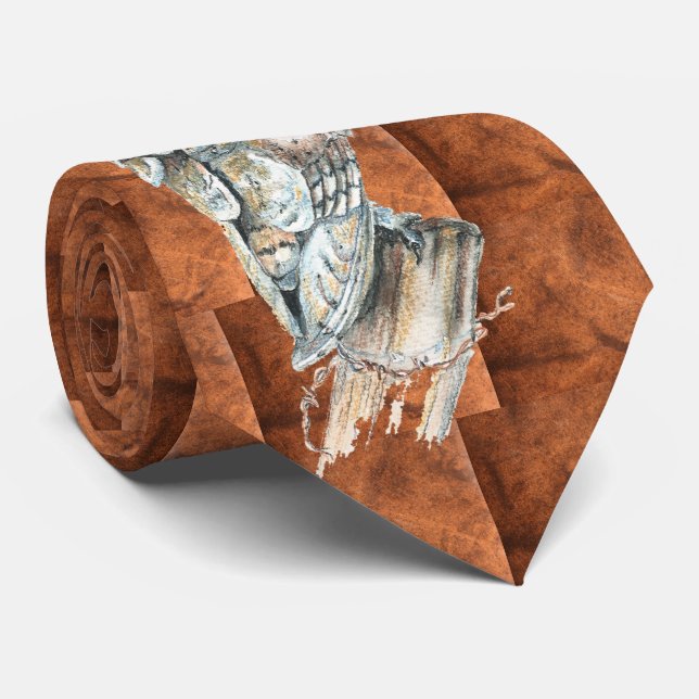 Watercolor Barn Owl Bird Animal Nature art Tie (Rolled)