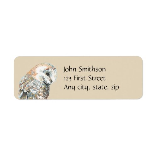 Watercolor Barn Owl Bird  Custom Nature Address Label