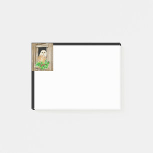 Watercolor Barn Owl Bird in Window Christmas Post-it Notes