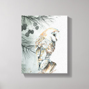 Watercolor Barn Owl Bird Nature Wildlife Art  Canvas Print