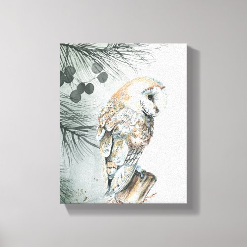 Watercolor Barn Owl Bird Nature Wildlife Art  Canvas Print