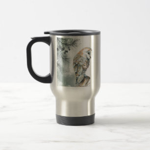 Watercolor Barn Owl Bird Nature Wildlife Art Coffe Travel Mug