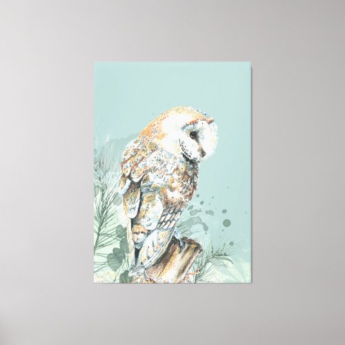  Watercolor Barn Owl Bird Wildlife Nature Art   Canvas Print