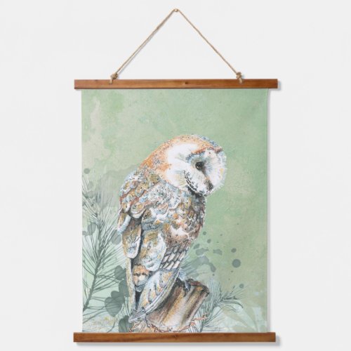 Watercolor Barn Owl Bird Wildlife Nature art Hanging Tapestry