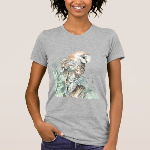  Watercolor Barn Owl Bird Wildlife Nature Art   Ke T_Shirt