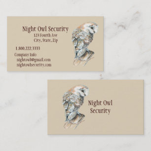 Watercolor Barn Owl Security Business Business Card
