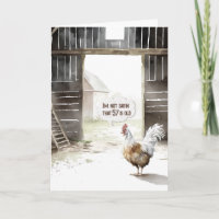 Watercolor Barn Rooster 57th Birthday Humor