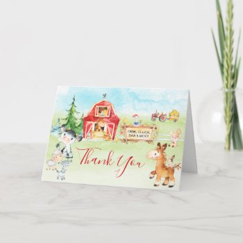 Watercolor Barnyard And Farm Animals Thank You Card by SpecialOccasionCards at Zazzle
