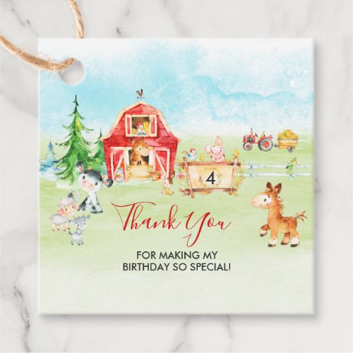 Watercolor Barnyard and Farm Animals Thank You Favor Tags