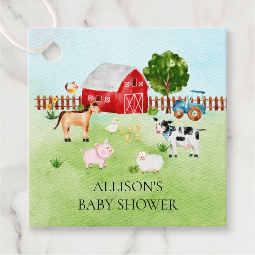 Watercolor Barnyard Animals Baby Shower Favor Favor Tags