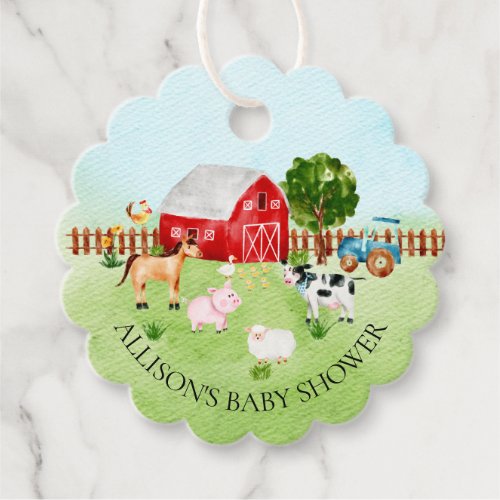 Watercolor Barnyard Animals Baby Shower Favor Favor Tags