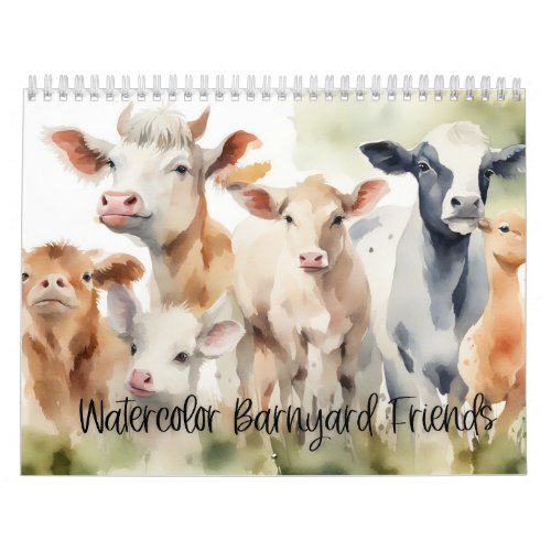 Watercolor Barnyard Friends Calendar