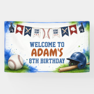 Watercolor baseball Birthday Party Banner