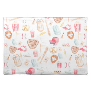 Watercolor Baseball Cloth Placemat
