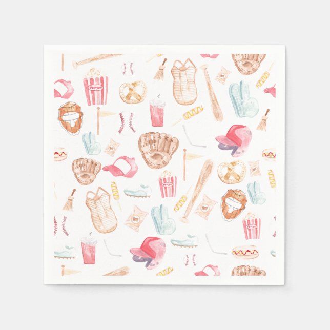 Watercolor Baseball Napkins (Front)