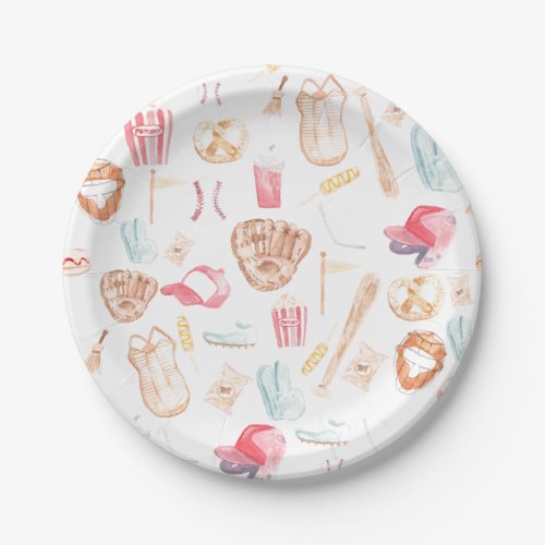 Watercolor Baseball Paper Plates