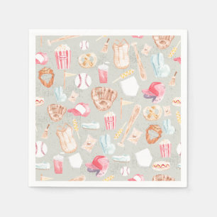 Watercolor Baseball Pattern Napkins