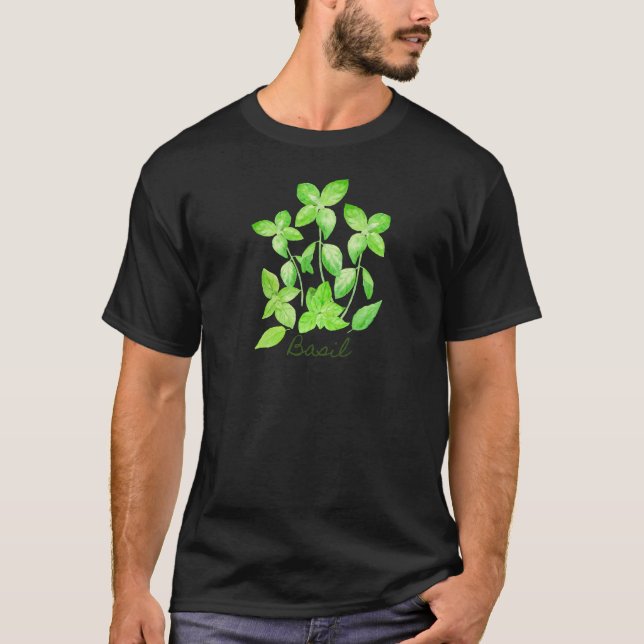Watercolor basil illustration T-Shirt (Front)