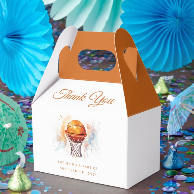 Watercolor Basketball Baby Shower Favor Boxes (Party)
