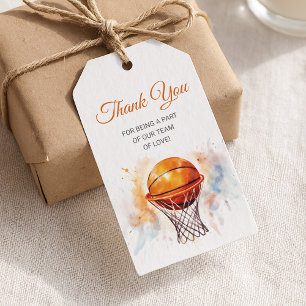Watercolor Basketball Baby Shower Gift Tags