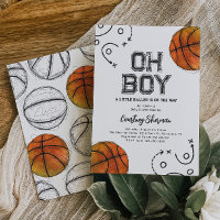 Watercolor Basketball Baby Shower Invitation