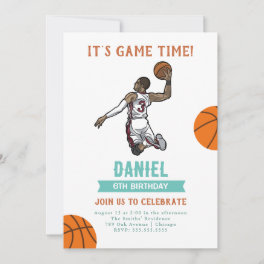 Watercolor Basketball Birthday Invitation