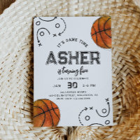 Watercolor Basketball Birthday Invitation