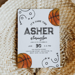 Watercolor Basketball Birthday Invitation