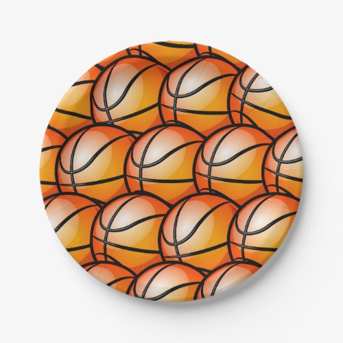 Watercolor Basketball Birthday Pattern Paper Plates