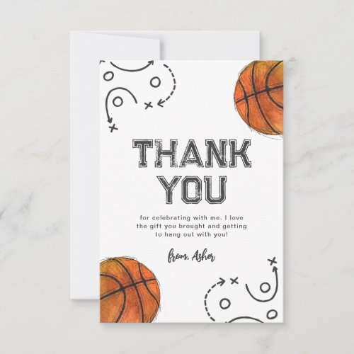 Watercolor Basketball Birthday Thank You Cards