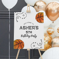 Watercolor Basketball Birthday Welcome Sign
