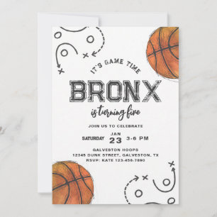 Watercolor Basketball Boy Birthday Invitation