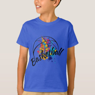 Watercolor Basketball Boys T-Shirt