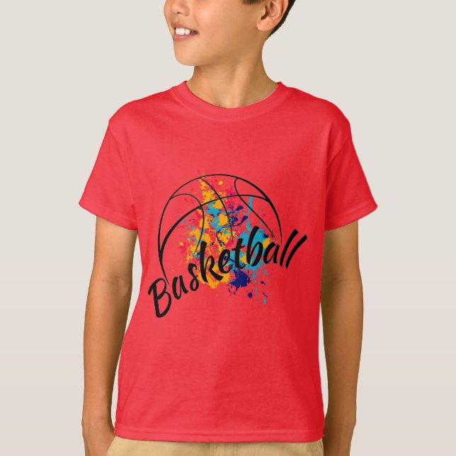Watercolor Basketball Boys  T-Shirt (Front)